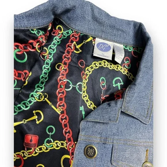 Vintage 90s Diane Gilman DG2 Designer Denim Jean Jacket - Womens XL - Picture 3 of 4